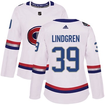 Authentic Adidas Women's Charlie Lindgren Montreal Canadiens 2017 100 Classic Jersey - White
