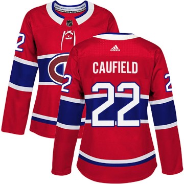 Authentic Adidas Women's Cole Caufield Montreal Canadiens Home Jersey - Red