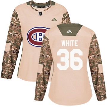 Authentic Adidas Women's Colin White Montreal Canadiens Camo Veterans Day Practice Jersey - White