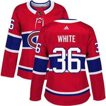Authentic Adidas Women's Colin White Montreal Canadiens Red Home Jersey - White