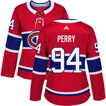 Authentic Adidas Women's Corey Perry Montreal Canadiens Home Jersey - Red