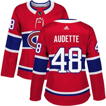 Authentic Adidas Women's Daniel Audette Montreal Canadiens Home Jersey - Red