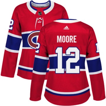 Authentic Adidas Women's Dickie Moore Montreal Canadiens Home Jersey - Red