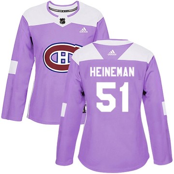 Authentic Adidas Women's Emil Heineman Montreal Canadiens Fights Cancer Practice Jersey - Purple