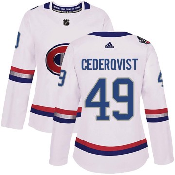 Authentic Adidas Women's Filip Cederqvist Montreal Canadiens 2017 100 Classic Jersey - White