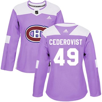 Authentic Adidas Women's Filip Cederqvist Montreal Canadiens Fights Cancer Practice Jersey - Purple