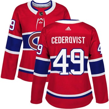 Authentic Adidas Women's Filip Cederqvist Montreal Canadiens Home Jersey - Red
