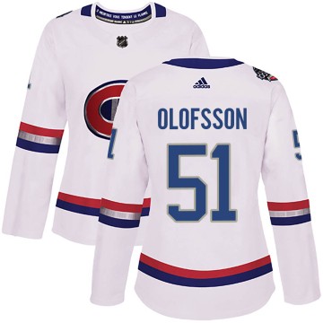 Authentic Adidas Women's Gustav Olofsson Montreal Canadiens ized 2017 100 Classic Jersey - White