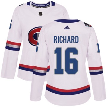 Authentic Adidas Women's Henri Richard Montreal Canadiens 2017 100 Classic Jersey - White