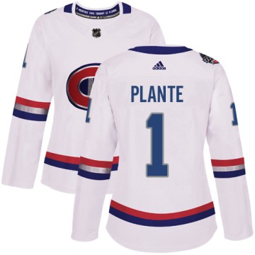 Authentic Adidas Women's Jacques Plante Montreal Canadiens 2017 100 Classic Jersey - White