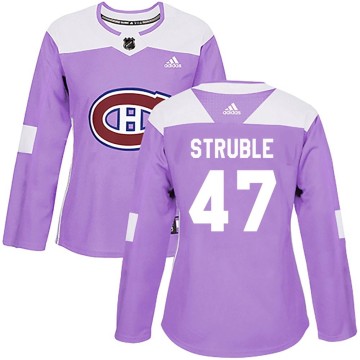 Authentic Adidas Women's Jayden Struble Montreal Canadiens Fights Cancer Practice Jersey - Purple