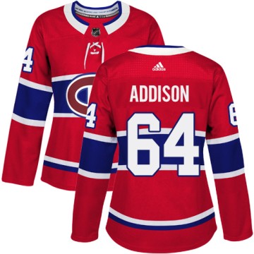 Authentic Adidas Women's Jeremiah Addison Montreal Canadiens Home Jersey - Red
