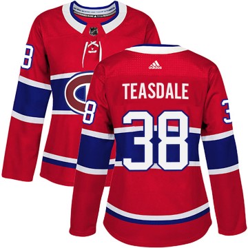 Authentic Adidas Women's Joel Teasdale Montreal Canadiens Home Jersey - Red