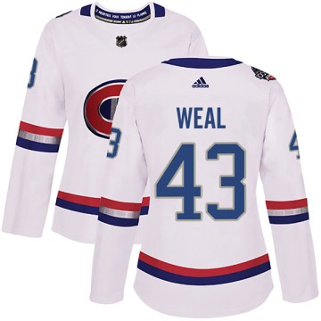Authentic Adidas Women's Jordan Weal Montreal Canadiens 2017 100 Classic Jersey - White