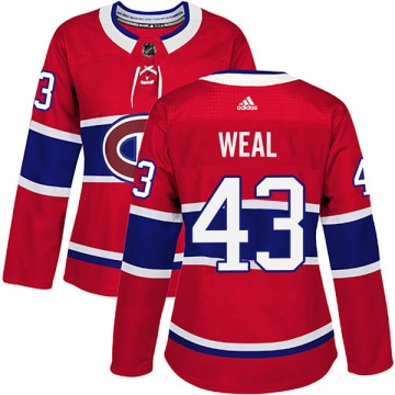 Authentic Adidas Women's Jordan Weal Montreal Canadiens Home Jersey - Red