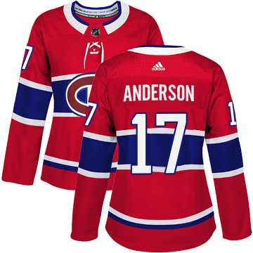 Authentic Adidas Women's Josh Anderson Montreal Canadiens Home Jersey - Red