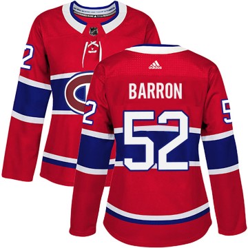 Authentic Adidas Women's Justin Barron Montreal Canadiens Home Jersey - Red