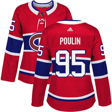 Authentic Adidas Women's Kevin Poulin Montreal Canadiens Home Jersey - Red