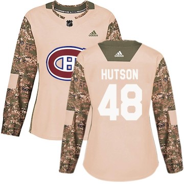 Authentic Adidas Women's Lane Hutson Montreal Canadiens Veterans Day Practice Jersey - Camo