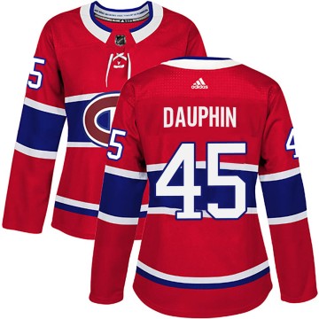 Authentic Adidas Women's Laurent Dauphin Montreal Canadiens Home Jersey - Red