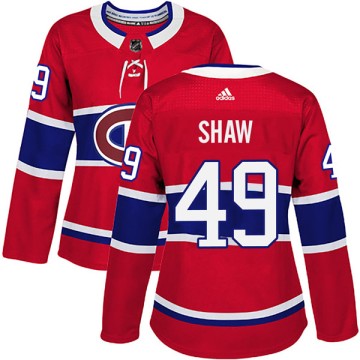 Authentic Adidas Women's Logan Shaw Montreal Canadiens Home Jersey - Red