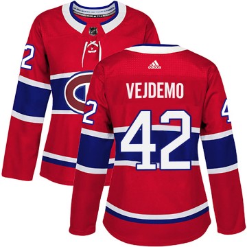 Authentic Adidas Women's Lukas Vejdemo Montreal Canadiens Home Jersey - Red
