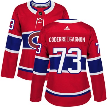Authentic Adidas Women's Mathieu Coderre-Gagnon Montreal Canadiens Home Jersey - Red