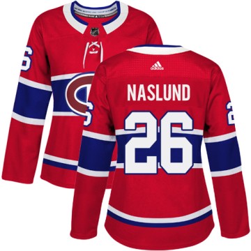 Authentic Adidas Women's Mats Naslund Montreal Canadiens Home Jersey - Red