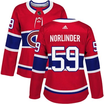 Authentic Adidas Women's Mattias Norlinder Montreal Canadiens Home Jersey - Red