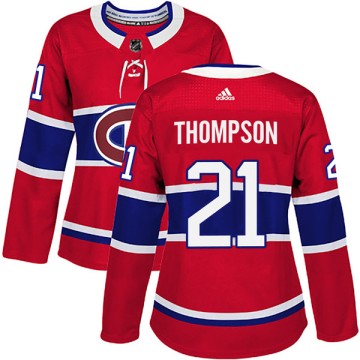 Authentic Adidas Women's Nate Thompson Montreal Canadiens Home Jersey - Red