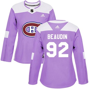 Authentic Adidas Women's Nicolas Beaudin Montreal Canadiens Fights Cancer Practice Jersey - Purple