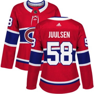Authentic Adidas Women's Noah Juulsen Montreal Canadiens Home Jersey - Red