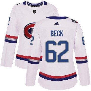 Authentic Adidas Women's Owen Beck Montreal Canadiens 2017 100 Classic Jersey - White