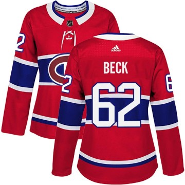 Authentic Adidas Women's Owen Beck Montreal Canadiens Home Jersey - Red