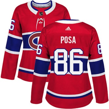 Authentic Adidas Women's Saverio Posa Montreal Canadiens Home Jersey - Red