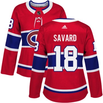 Authentic Adidas Women's Serge Savard Montreal Canadiens Home Jersey - Red