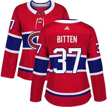 Authentic Adidas Women's William Bitten Montreal Canadiens Home Jersey - Red