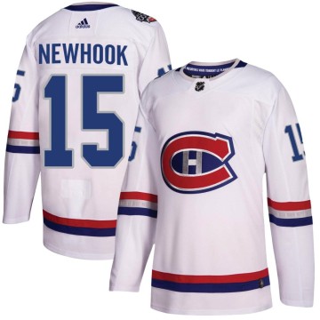 Authentic Adidas Youth Alex Newhook Montreal Canadiens 2017 100 Classic Jersey - White