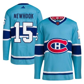 Authentic Adidas Youth Alex Newhook Montreal Canadiens Reverse Retro 2.0 Jersey - Light Blue