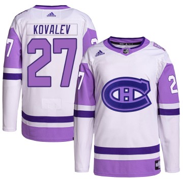 Authentic Adidas Youth Alexei Kovalev Montreal Canadiens Hockey Fights Cancer Primegreen Jersey - White/Purple