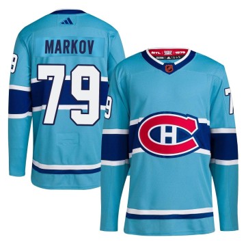 Authentic Adidas Youth Andrei Markov Montreal Canadiens Reverse Retro 2.0 Jersey - Light Blue