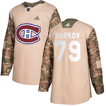 Authentic Adidas Youth Andrei Markov Montreal Canadiens Veterans Day Practice Jersey - Camo