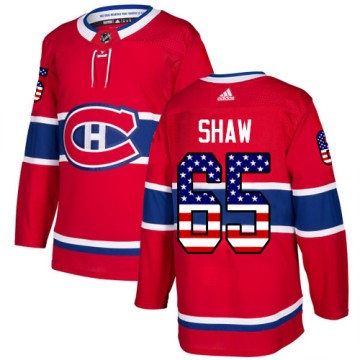 Authentic Adidas Youth Andrew Shaw Montreal Canadiens USA Flag Fashion Jersey - Red
