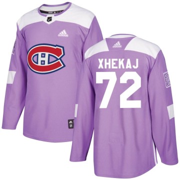 Authentic Adidas Youth Arber Xhekaj Montreal Canadiens Fights Cancer Practice Jersey - Purple