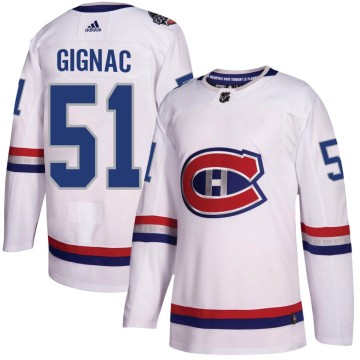 Authentic Adidas Youth Brandon Gignac Montreal Canadiens 2017 100 Classic Jersey - White