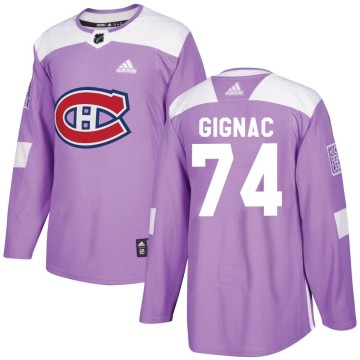 Authentic Adidas Youth Brandon Gignac Montreal Canadiens Fights Cancer Practice Jersey - Purple