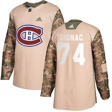 Authentic Adidas Youth Brandon Gignac Montreal Canadiens Veterans Day Practice Jersey - Camo
