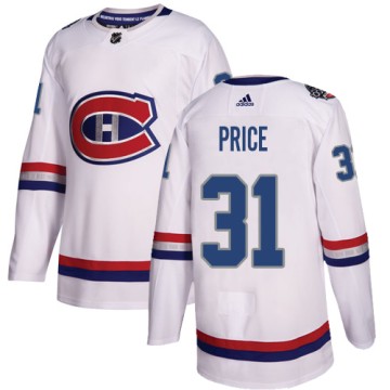 Authentic Adidas Youth Carey Price Montreal Canadiens 2017 100 Classic Jersey - White