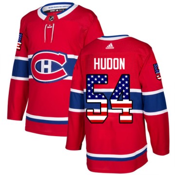Authentic Adidas Youth Charles Hudon Montreal Canadiens USA Flag Fashion Jersey - Red