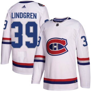Authentic Adidas Youth Charlie Lindgren Montreal Canadiens 2017 100 Classic Jersey - White